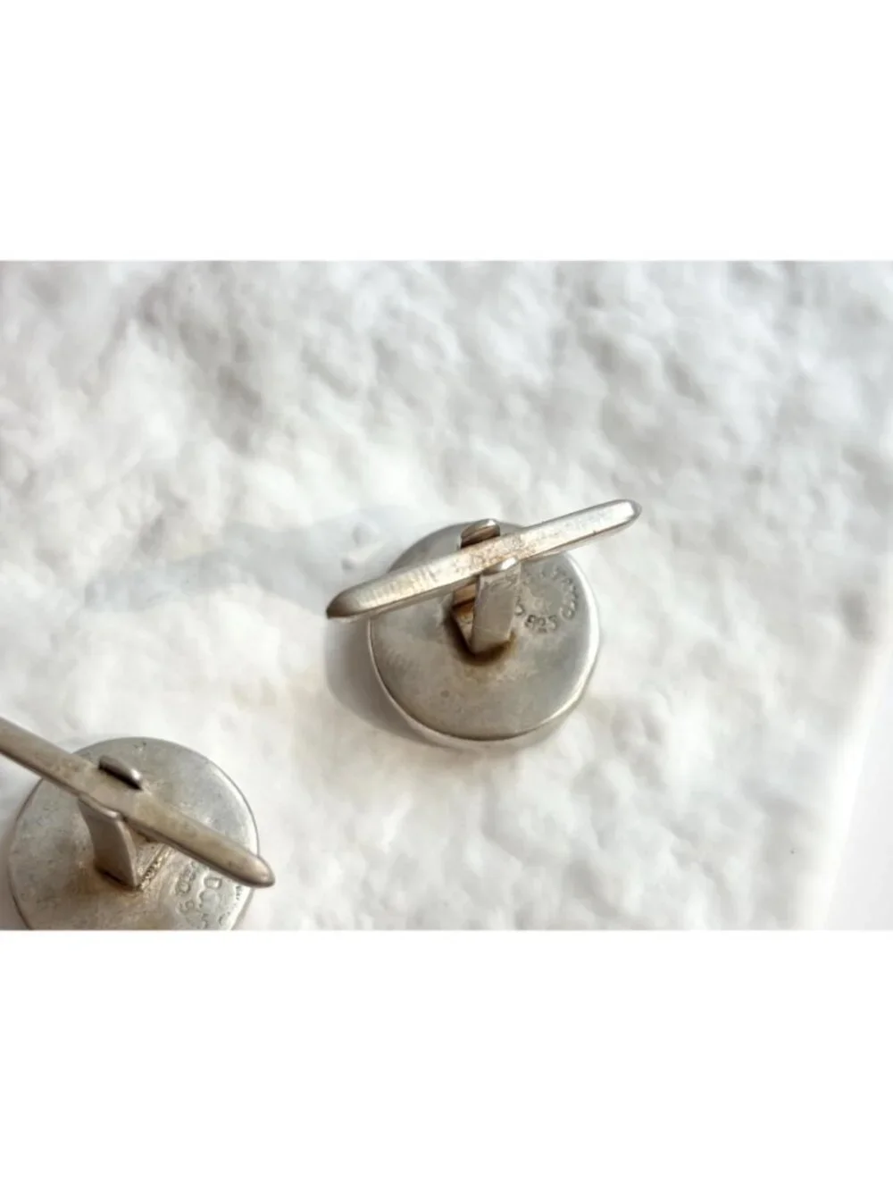 Abalone Inlaid Round Taxco, Mexico Made Sterling Silver 925 Men's Cufflinks